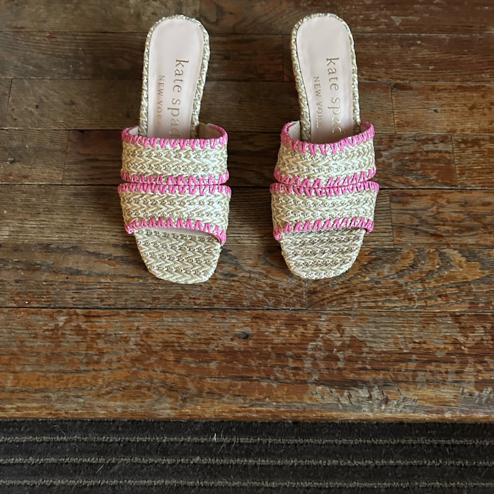 Kate Spade Pink and Tan Woven Sandals